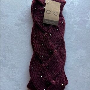 C.C Maroon Knit Headband with Beads